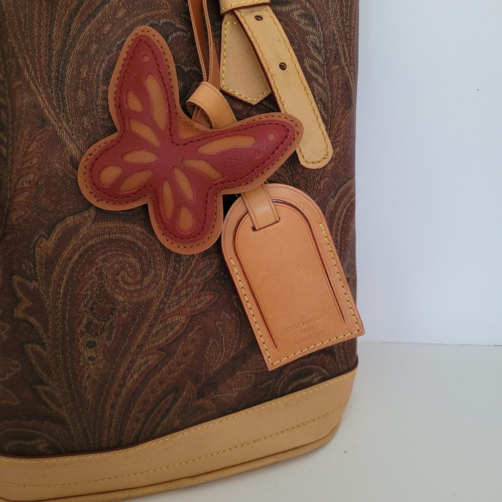 Louis Vuitton Brown Paisley Tote with Tan & Red Butterfly Tag